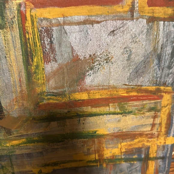 Original abstract painting artwork signed artist Diego DeLuca 1999, 19” square - Picture 4 of 8